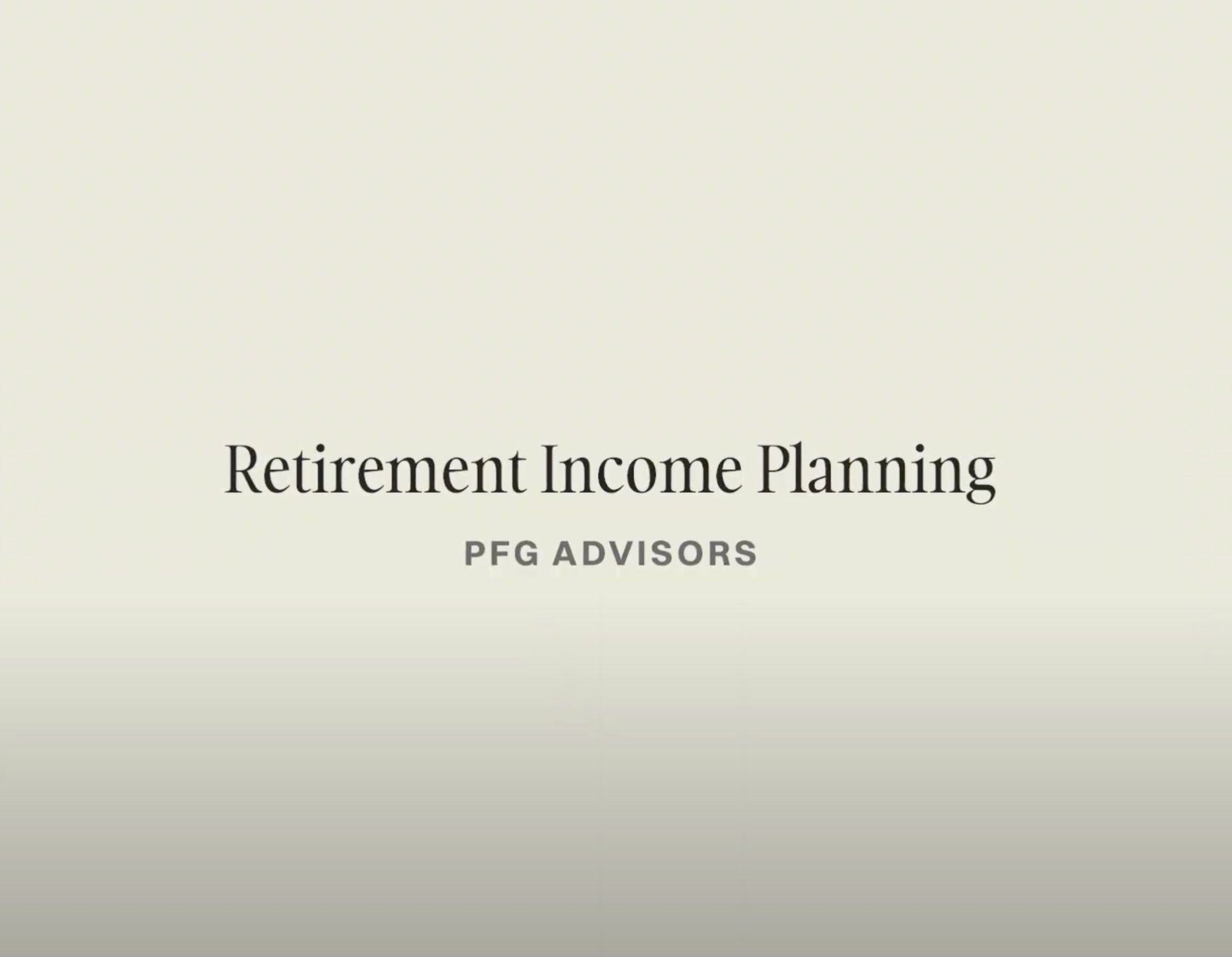 Retirement Income Planning 